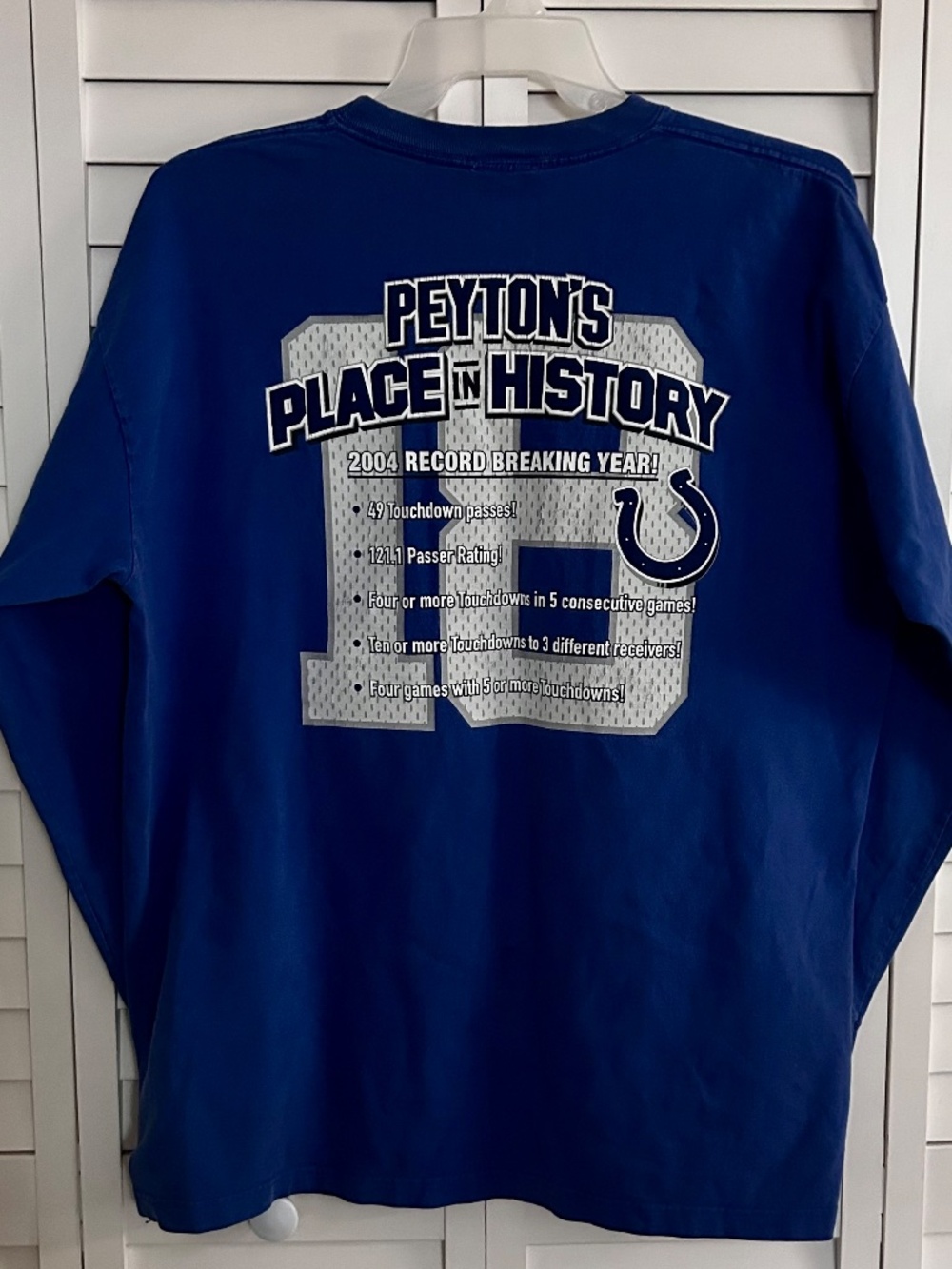 VTG NFL Men's XL Blue Peyton Manning 2004 Indianapolis Colts T-Shirt - Picture 4 of 6
